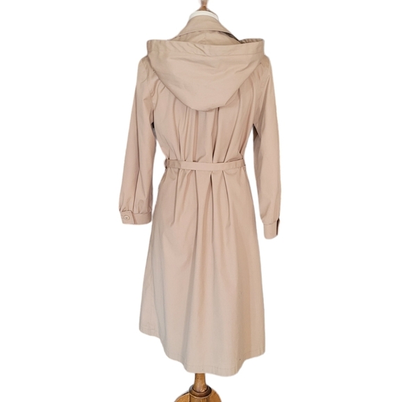 London Fog Vintage Khaki Hooded Trench Coat - Picture 5 of 8